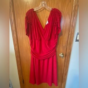 Kiyonna size 2 red midi cocktail dress. Plus size.